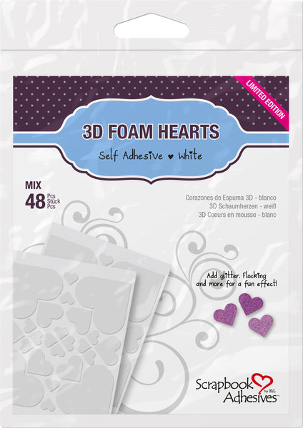 Scrapbook adhesives 3D Foam Hearts, 48 pcs heart shaped foam for