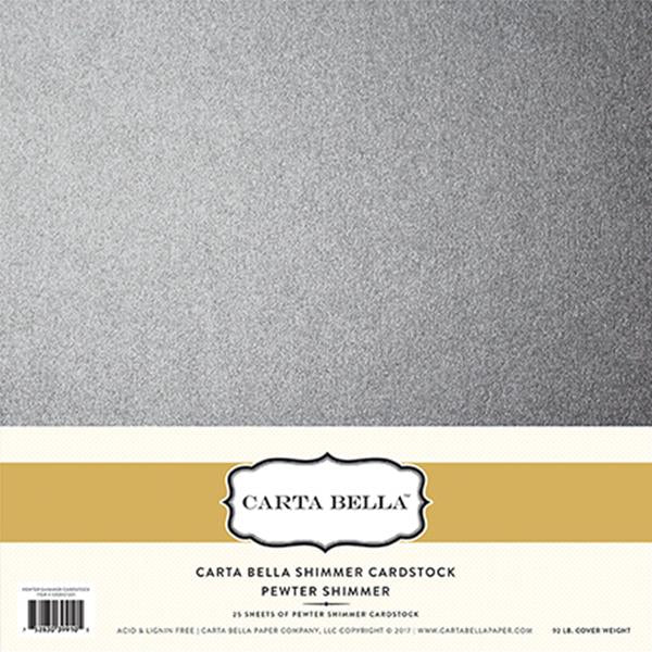 Carta Bella Shimmer Cardstock - Pewter - 92lb. Cover – Cheap