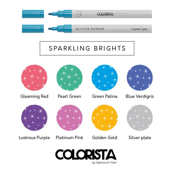  Spectrum Noir Colorista Glitter Markers - Pack of 8 -  Sparkling Brights : Office Products