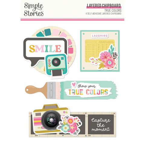 Simple Stories True Colors Layered Chipboard Embellishments