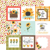 Carta Bella Sunflower Summer 4x4 Journaling Cards Patterned Paper