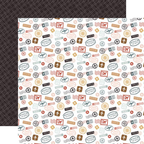 Echo Park Let's Take The Trip Traveling Stamps Patterned Paper