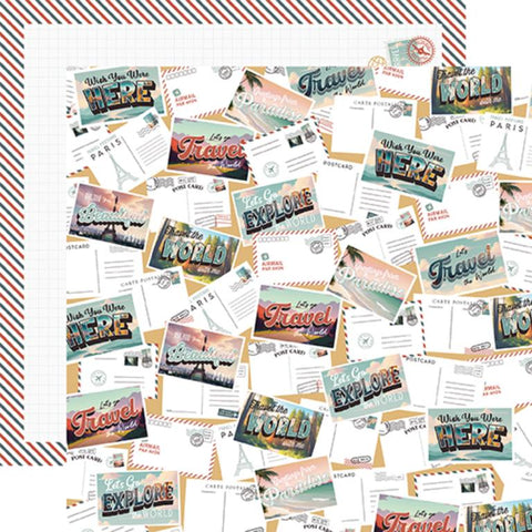 Echo Park Let's Take The Trip Mailing Postcards Patterned Paper