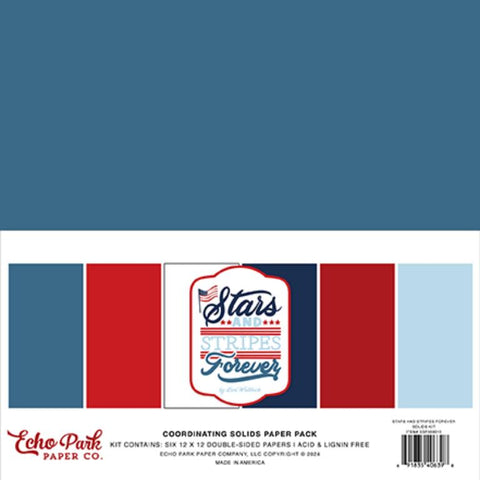 Echo Park Stars & Stripes Forever Solids Paper Pack