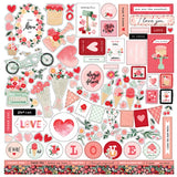 VALENTINE DAY Scrapbook Paper 12 Pink Heart LOVE 5p Card Flutter Red Ka-Zoo